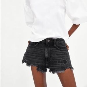 Zara distressed black denim short - NEW WITH TAGS